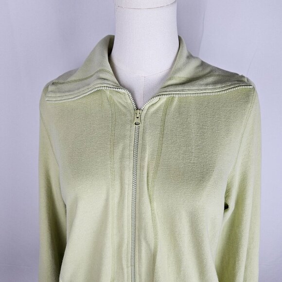 Eileen Fisher Petite Large PL Light Green Organic Cotton Full Zip Jacket - Picture 2 of 9